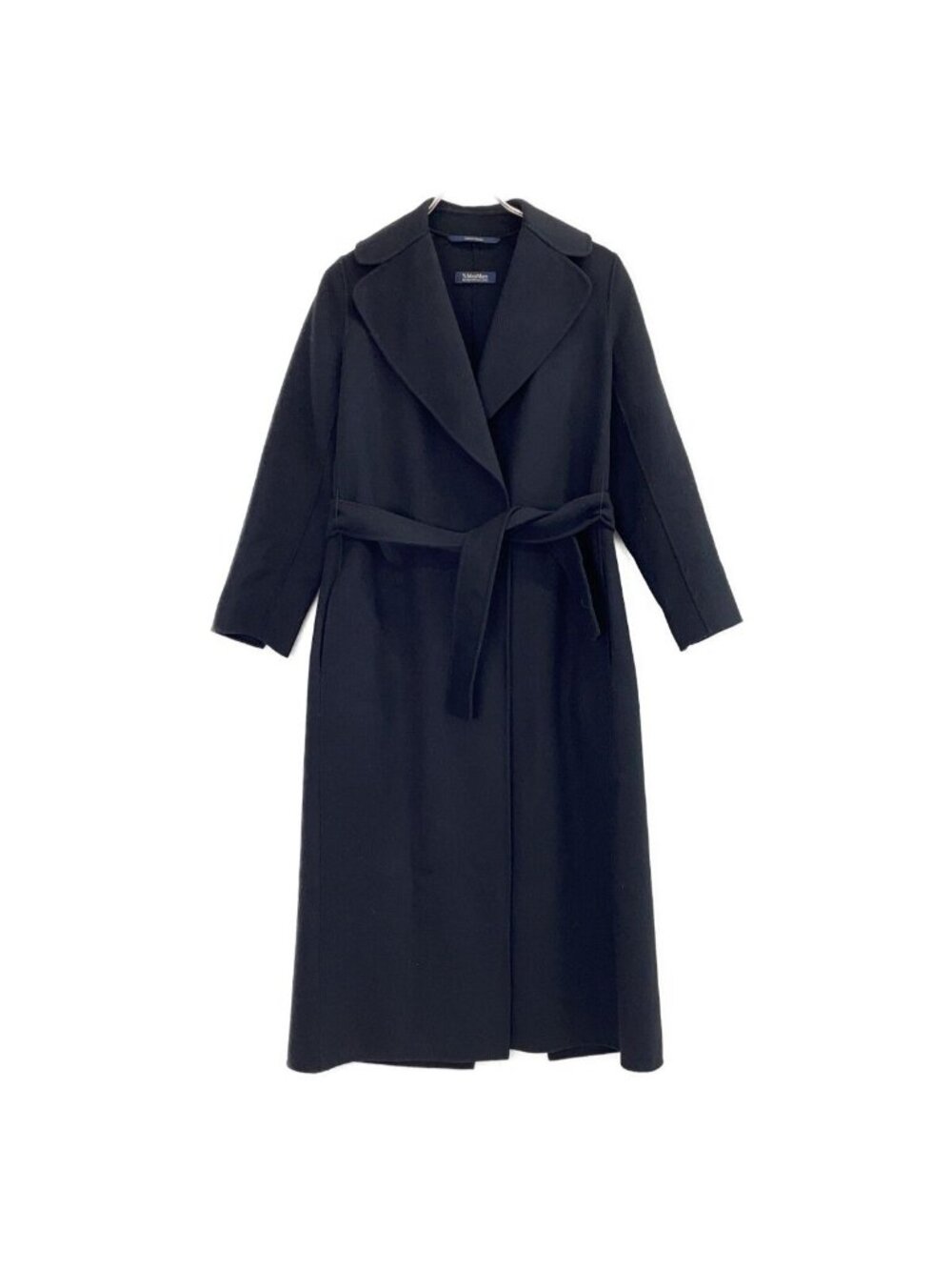 Max Mara S Tote Amano Black Virgin Wool Long Coat 34